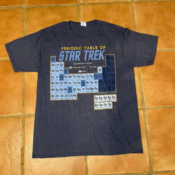 Periodic Table of Start Trek Crew Neck Short Sleeve Large Mens Blue Tshirt - Picture 1 of 5